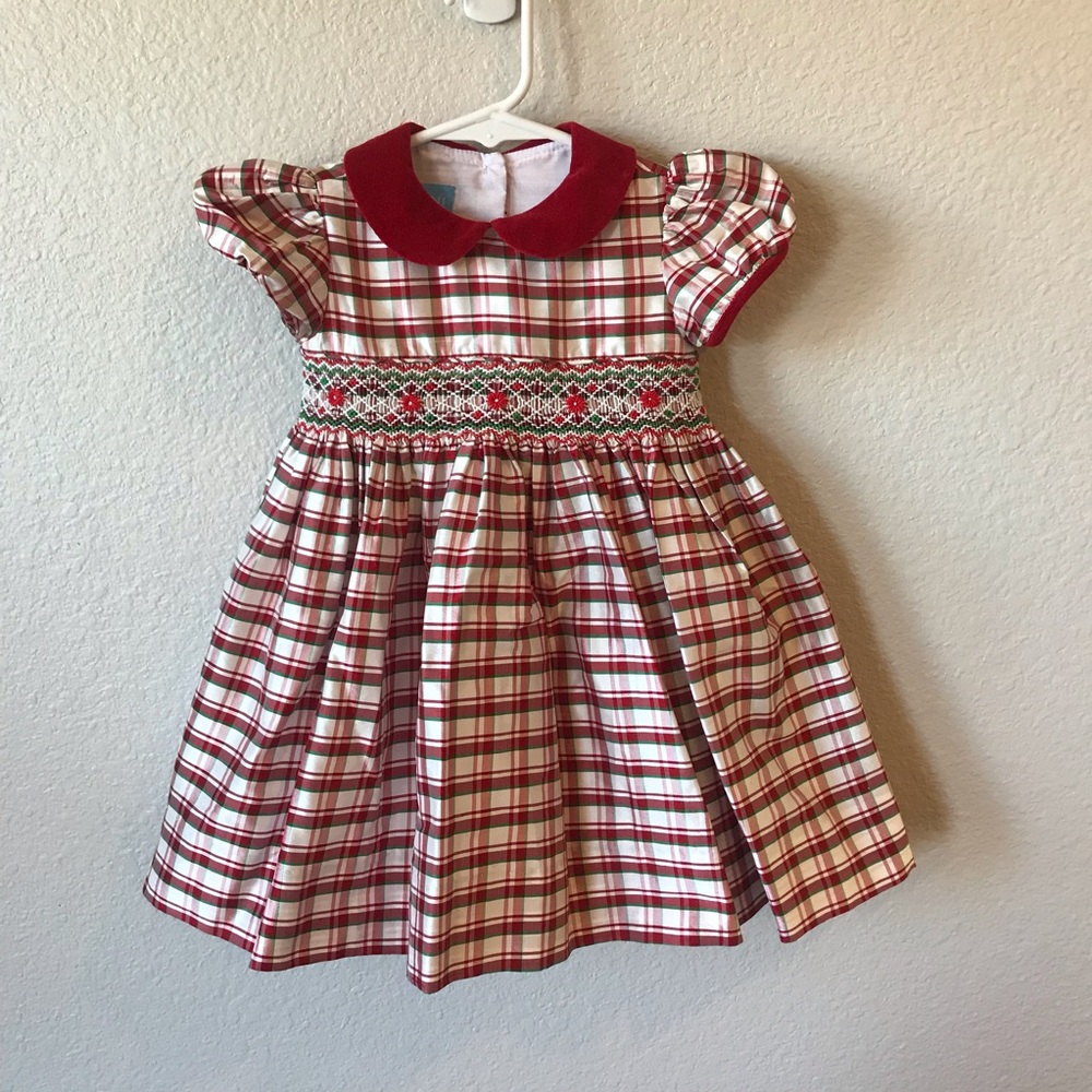 Anavini 18 month Christmas Plaid Silk Dress